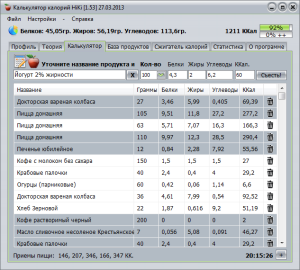 Калькулятор калорий HiKi [1.53] (2013) Русский