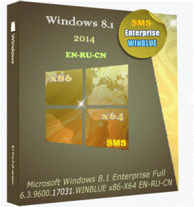 Microsoft Windows 8.1 Enterprise 6.3.9600.17031.WINBLUE x86-X64 EN-RU-CN SMS by Lopatkin (2014)