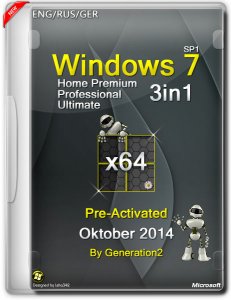 Windows 7 SP1 3in1 Pre-Activated Oktober by Generation2 (x64) (2014) [ENG/RUS/GER]