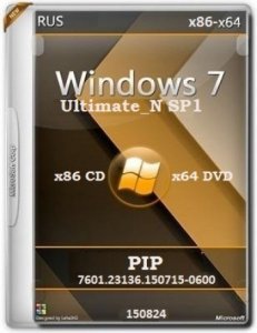 Microsoft Windows 7 Ultimate_N SP1 7601.23136.150715-0600 PIP by lopatkin (x86-x64) (2015) [Rus]