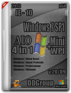 Windows 7 SP1 AIO x64 4in1 DVD [v.20.09] +Mini WPI by DDGroup™ Edition (2013) Русский