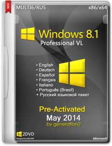 Windows 8.1 Pro VL Pre-Activated May 2014 by Generation2 (x86-x64) (2014) [MULTI6/ENG/RUS]