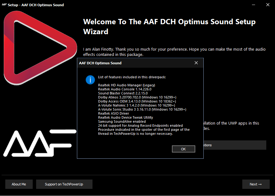 Audio driver for dch